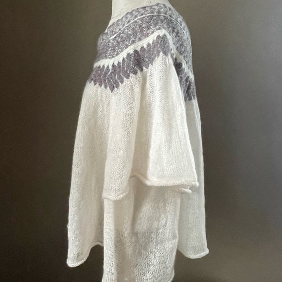 Free People Loch Lomond short sleeve fair isle yoke sweater ivory sz XS - Picture 4 of 6